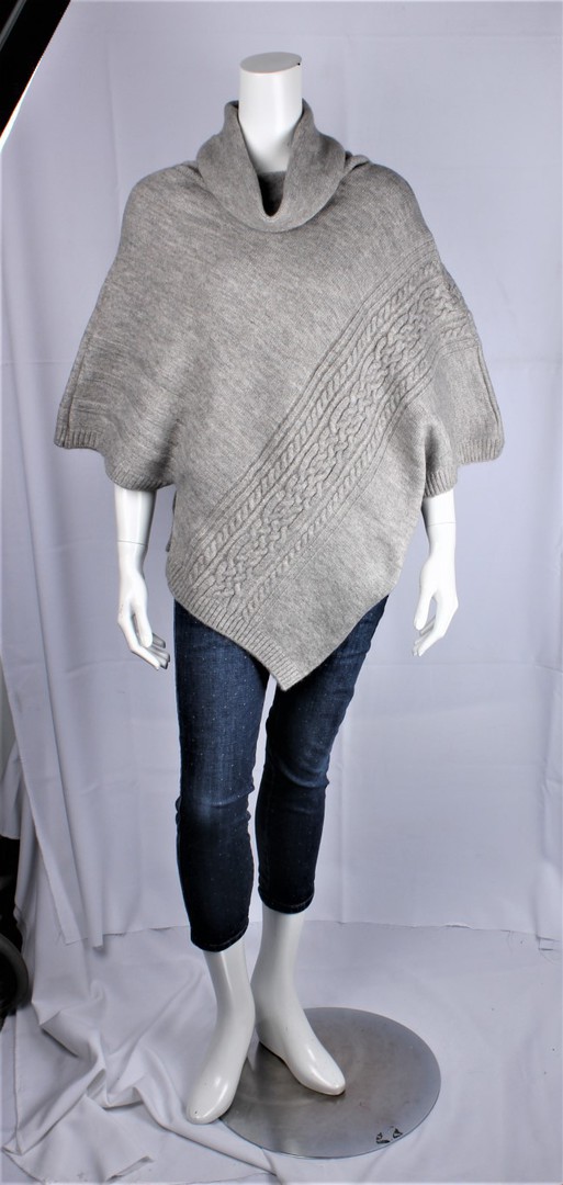 ALICE & LILY  cable print wide neck polo poncho SC/4880/GREY image 0